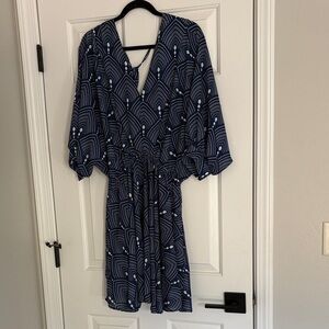Navy Blue Patterned Dress